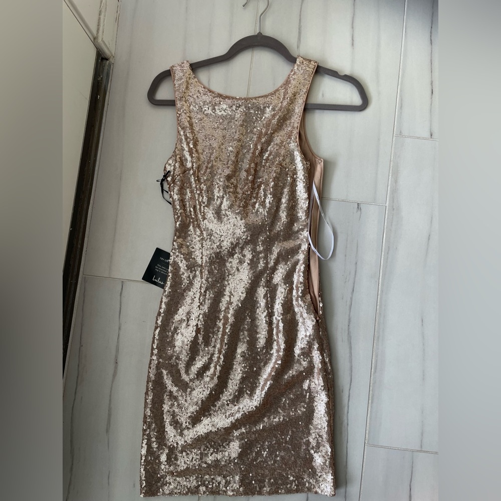 Gold lulus low back dress